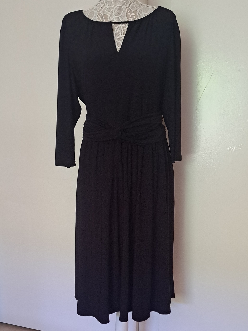 Ellen Tracy Black Twist-Waist Dress
